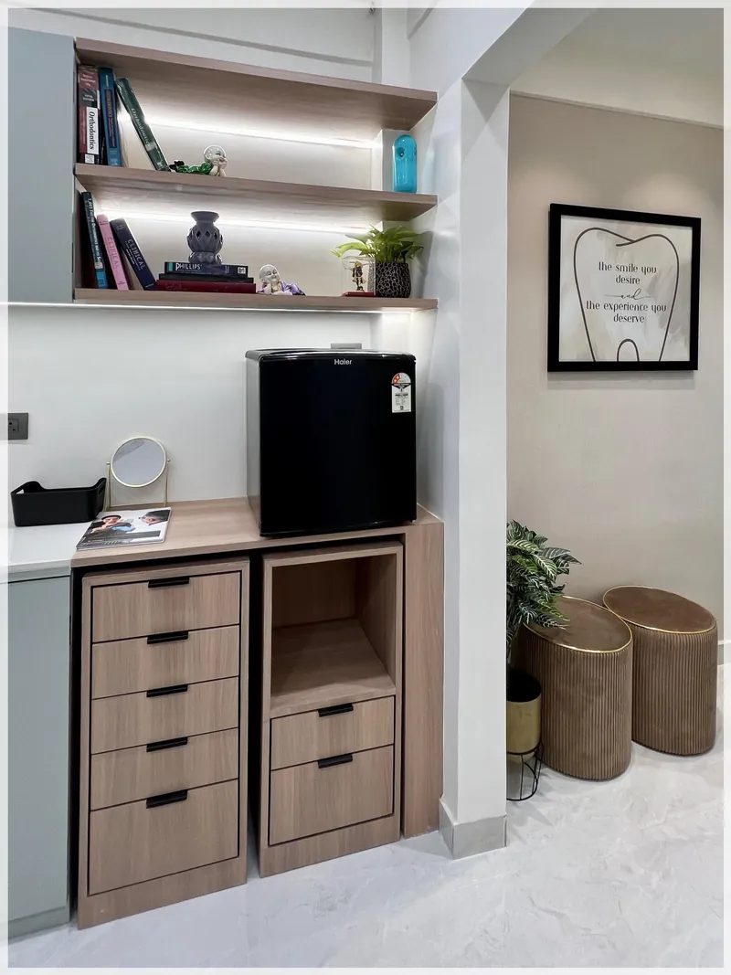Storage cabinets and shelves in the treatment area